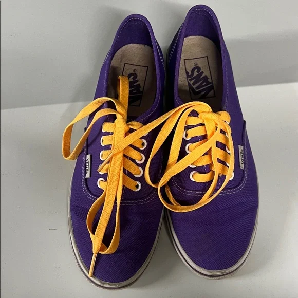 Purple vans sneakers yellow shoelaces size 6.5 - Picture 2 of 6
